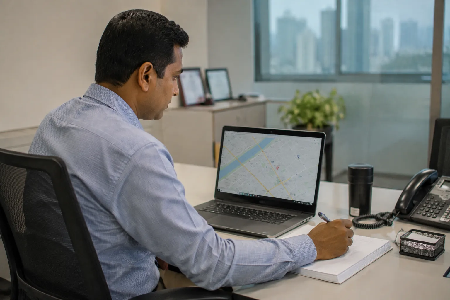 Manager viewing live field-staff locations on a map dashboard